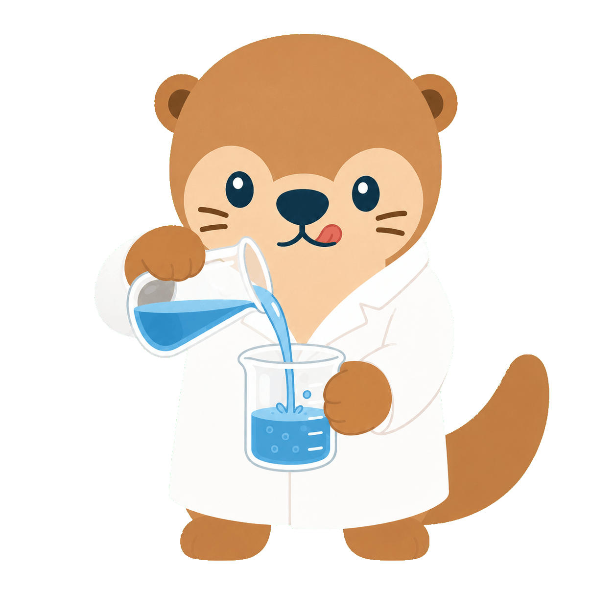 Lou in a lab coat measuring water